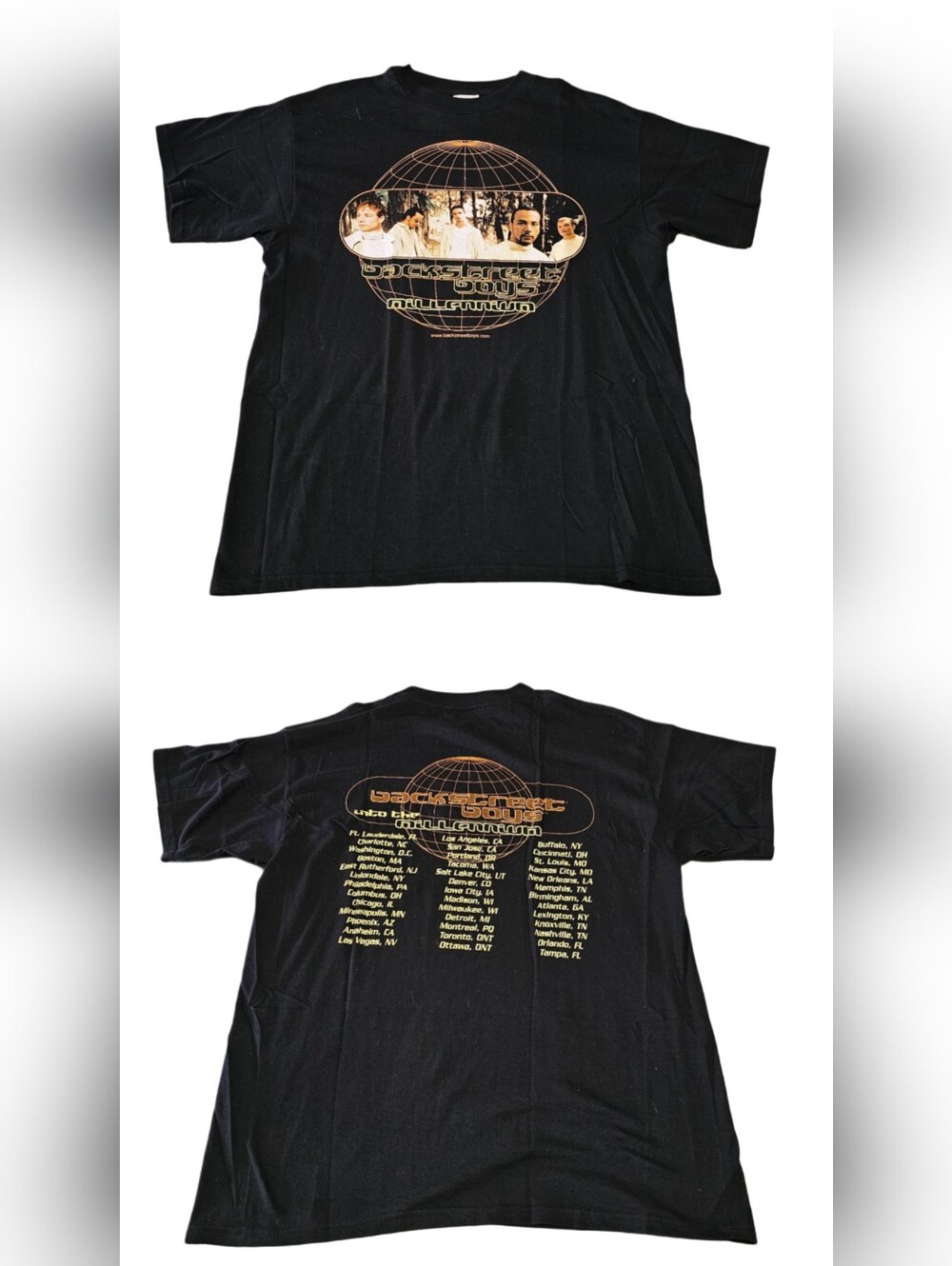 Vtg Backstreet Boys 1999 Millennium Tour T-Shirt Large Concert Dates 90s Y2K BSB